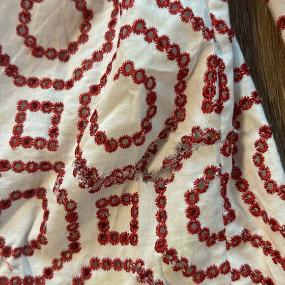 ALEXIS Off The Shoulder Red & White Embroidered Eyelet Top - Picture 2 of 6